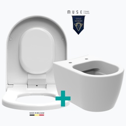 PURE-D Toilettensitz + Spülrandloses Weiß Wand-WC